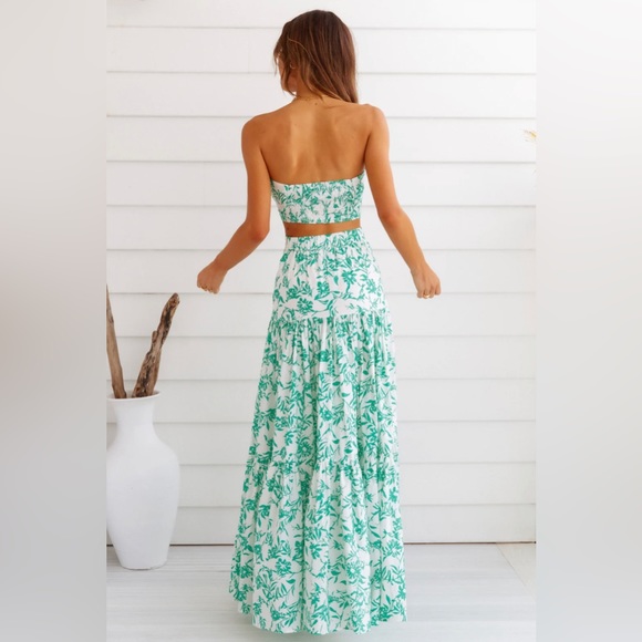 Floral Green Maxi Skirt - Picture 3 of 4